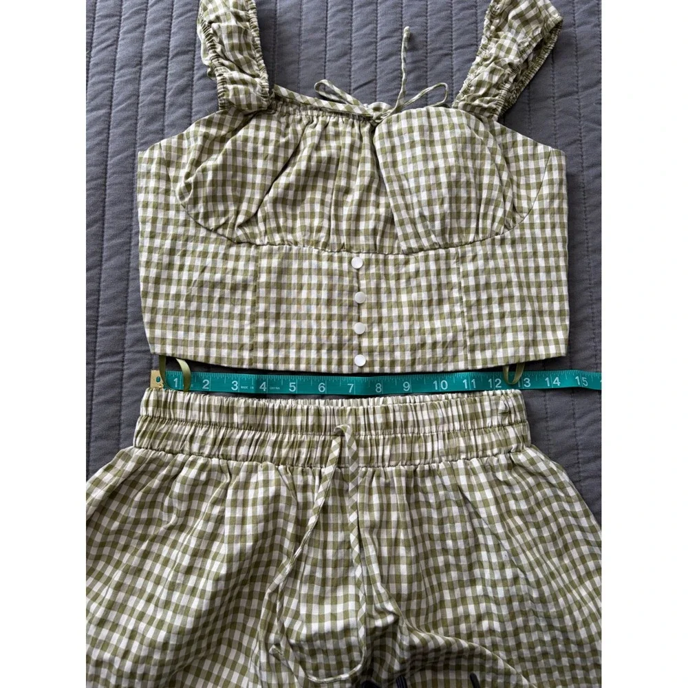 Olive Gingham A-Line Skirt Set - Women - Picture 4 of 7